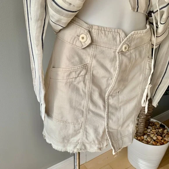 Free People Alpha Utility Raw-Edge Mini Skirt in Tan Size 8 - Picture 8 of 12